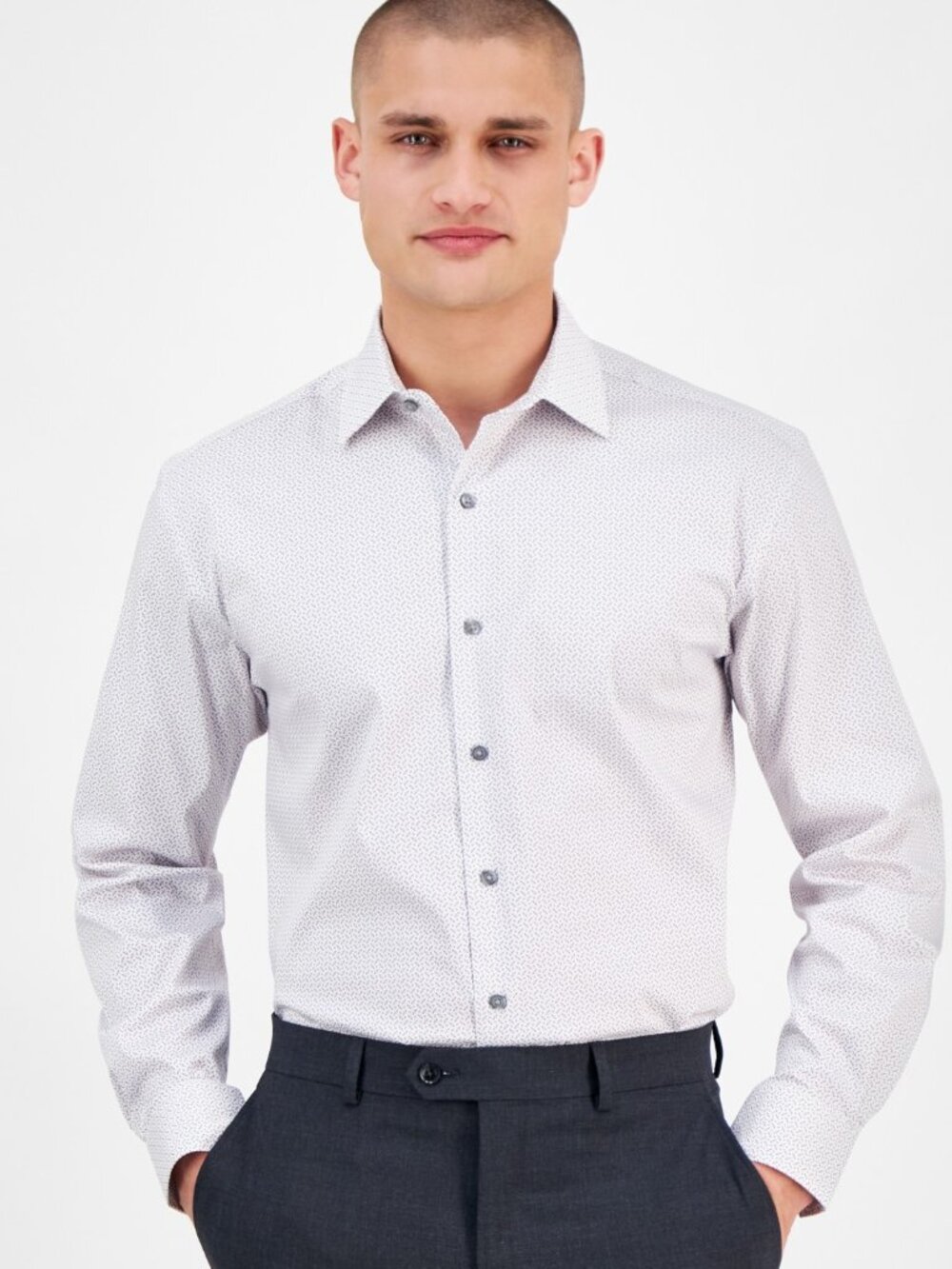 Alfani Men's Regular-Fit 4-Way Stretch Micro-Dot Dress Shirt, Macy's  NWT